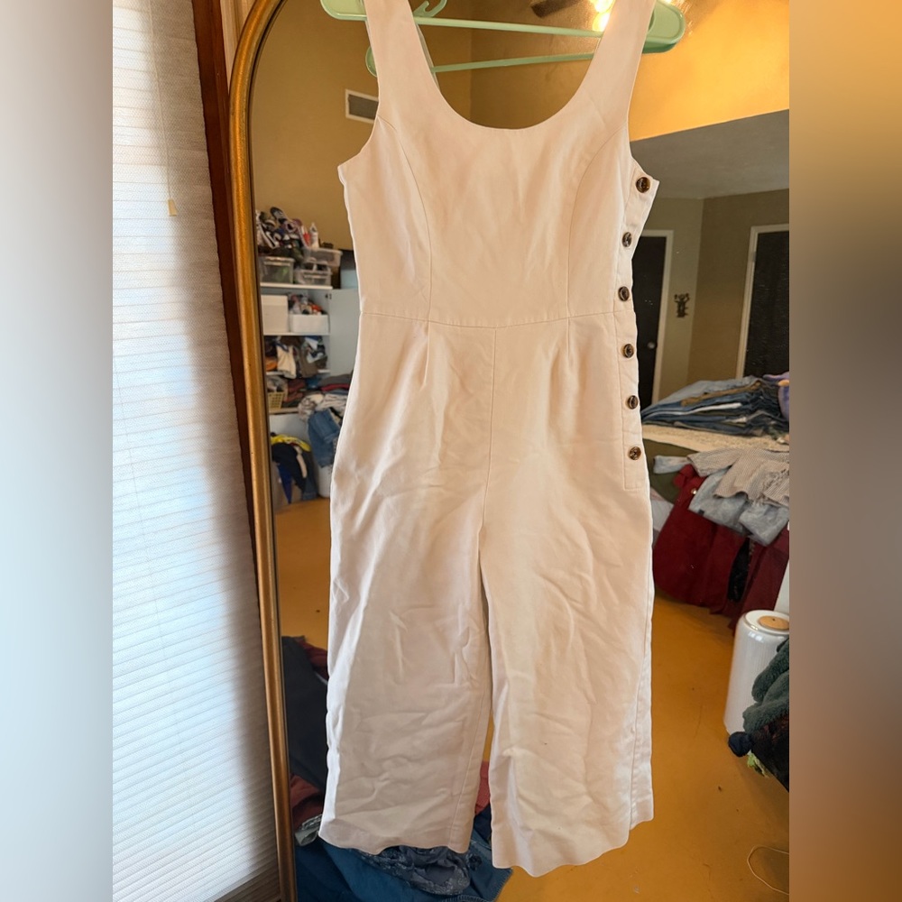 Habitual Cream Jumpsuit with Side Buttons
